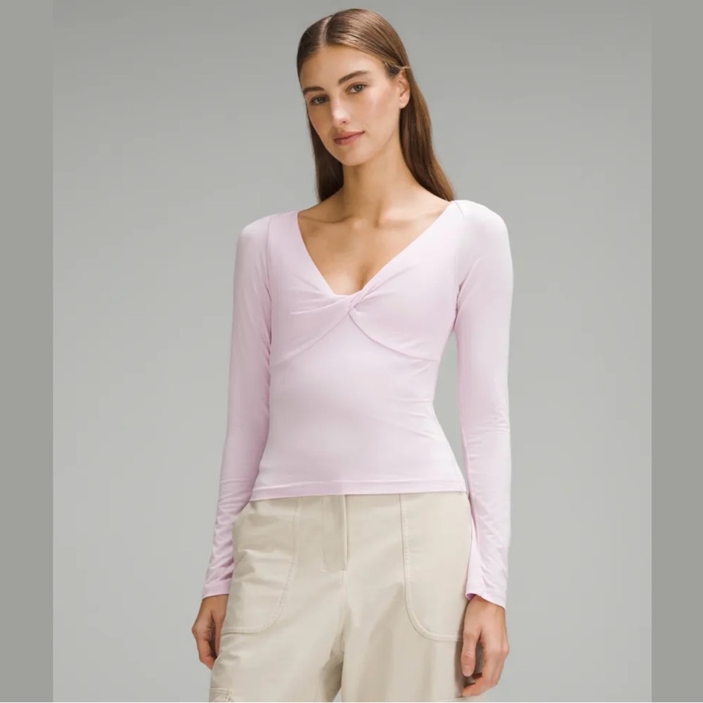 Lululemon Athletica Pink Fitted Ruched Long Sleeve Blouse